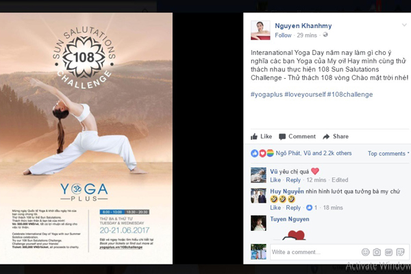 Sao Việt đồng loạt hưởng ứng “Thử thách 108 vòng Chào Mặt Trời”